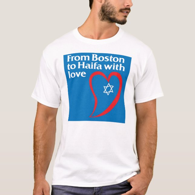 T-shirt De Boston vers Haïfa avec amour (Devant)