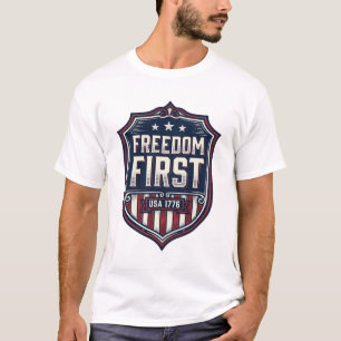 T-Shirt De Bouclier Patriotique Freedom First USA 