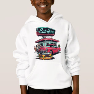 T-shirt de burger de voiture classique Diner Rétro
