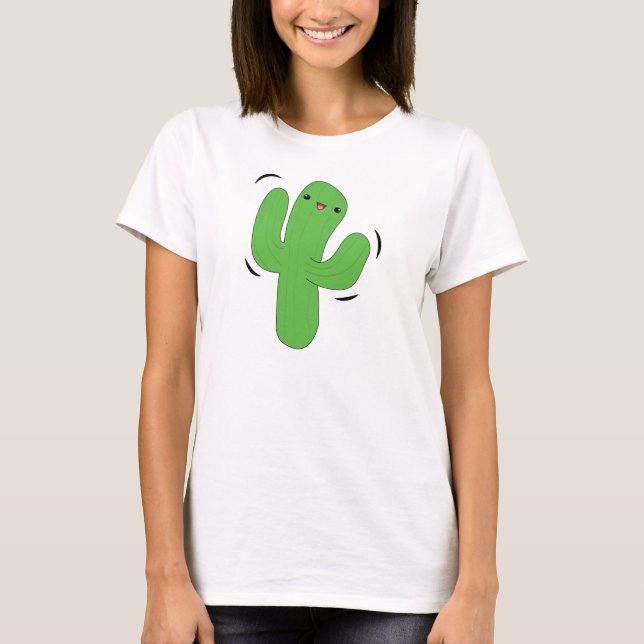 T-shirt de cactus de danse de Kawaii (Devant)