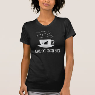 T-shirt de café-restaurant de chat noir