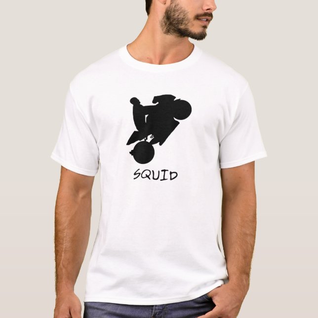 T-shirt de calmar de silhouette de Wheelie (Devant)