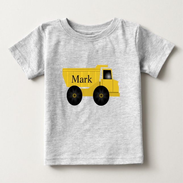 T-shirt de camion à vidange jaune personnalisé | M (Devant)