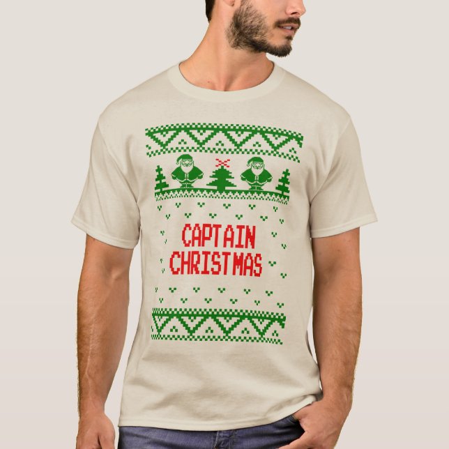 T-shirt de capitaine Christmas Holiday Ugly (Devant)