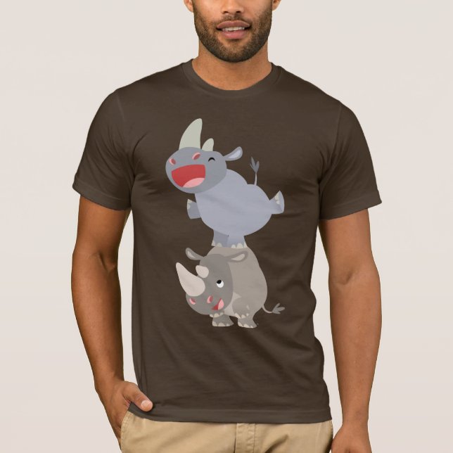 T-Shirt de caricature en rhinocéros mignon Leapfro (Devant)