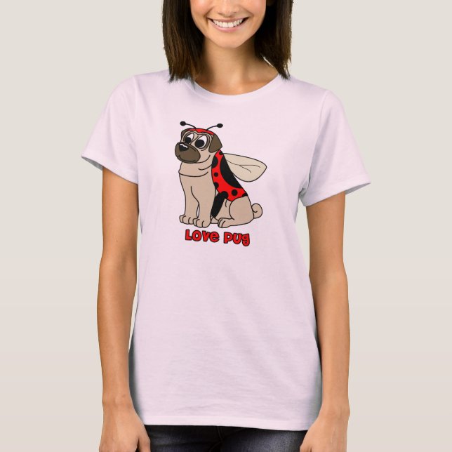 T-shirt de carlin d'amour de bande dessinée (Devant)