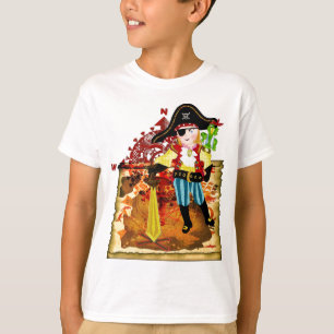 T-shirt de carte de garçon et de trésor de pirat