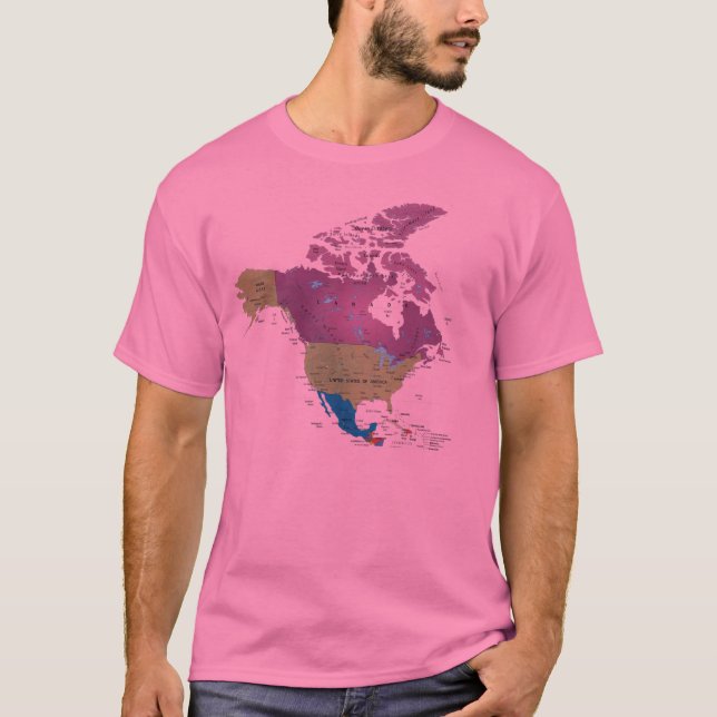 T-SHIRT DE CARTE DE L'AMÉRIQUE DU NORD (Devant)