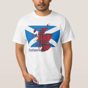 T-shirt de carte de l'Ecosse Saltire de tartan