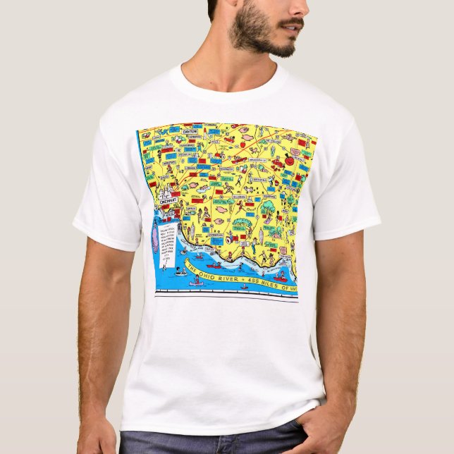 T-shirt de carte de rétro 1966 Cincinnati, Ohio (Devant)