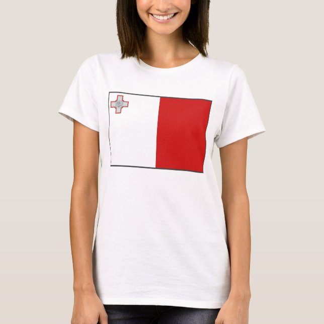 T-shirt de carte du drapeau X de Malte (Devant)