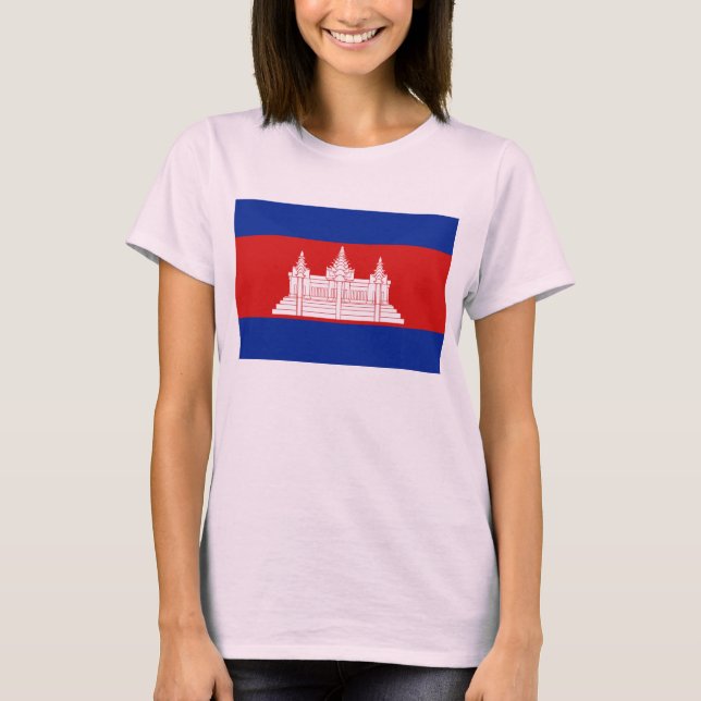 T-shirt de carte du drapeau X du Cambodge (Devant)