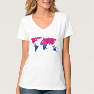 T-shirt de carte du monde de fierté de bisexualit