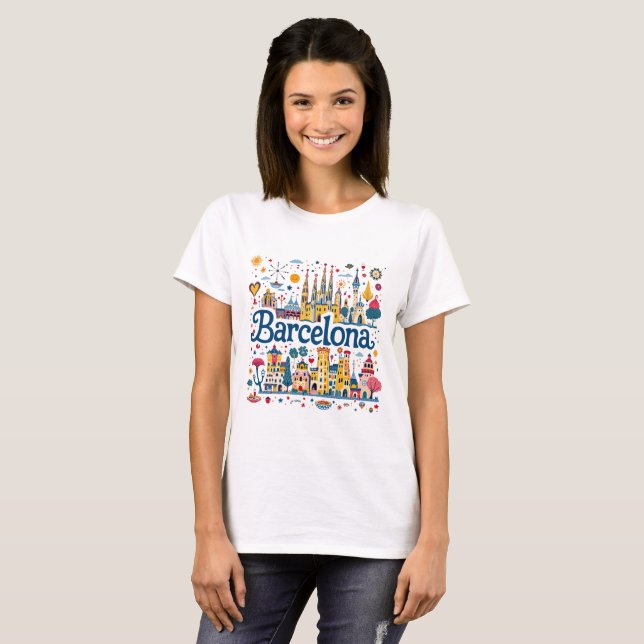 T-shirt de charme de Barcelone (Devant entier)