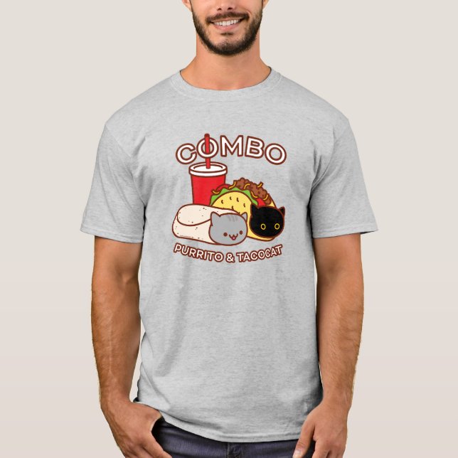 T-Shirt de chat amusant - PURRITO & TACO CAT Combo (Devant)
