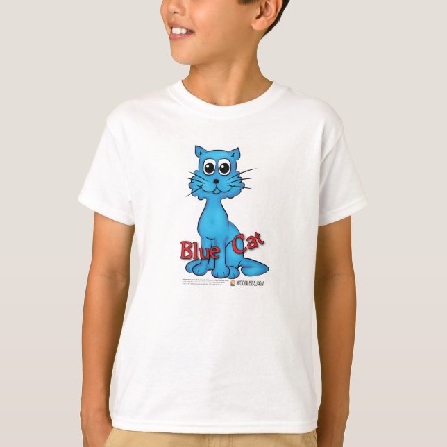 T-shirt de chat bleu de livre rouge de chat (Devant)