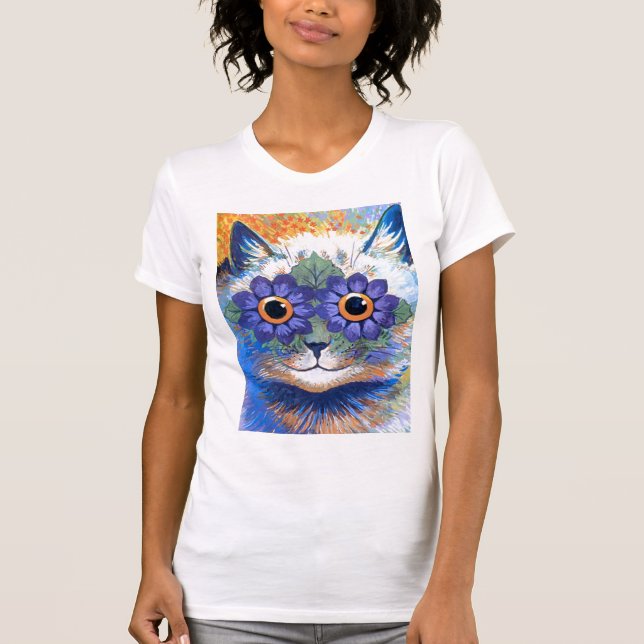 T-shirt de chat de flower power (Devant)