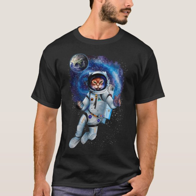 T-SHIRT de chat de l'espace (Devant)