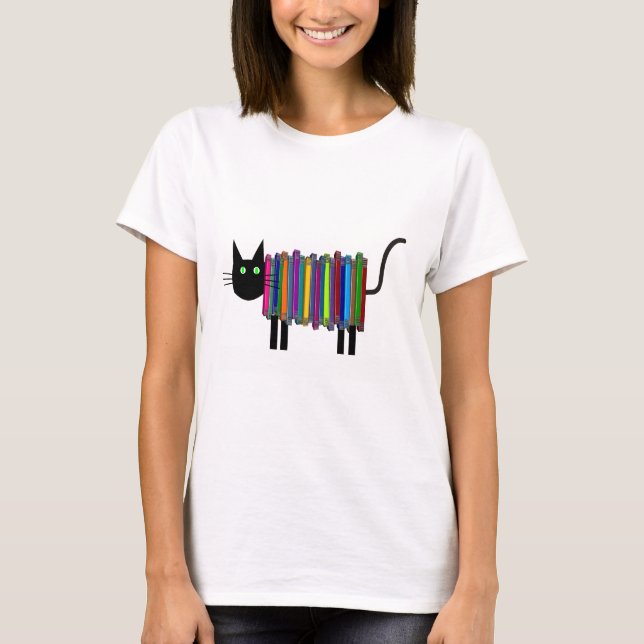 T-shirt de chat de livre (Devant)