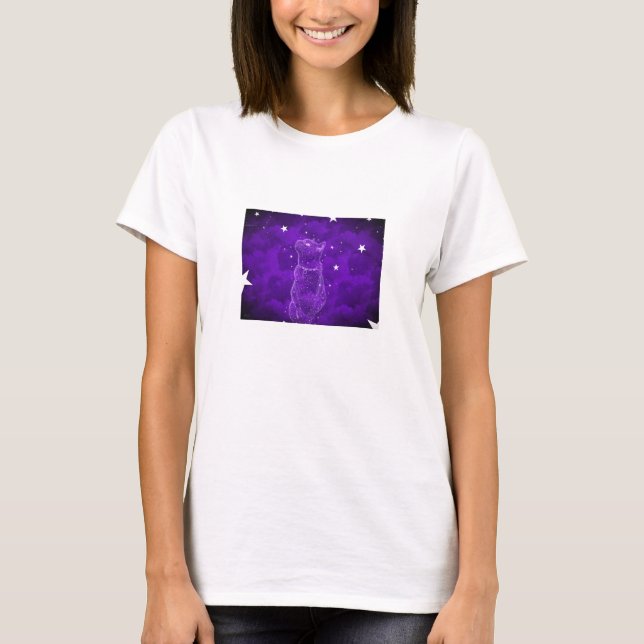 T-shirt de chat d'observation des étoiles (Devant)