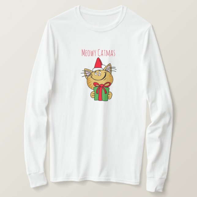 T-shirt de chat drôle de Meowy Catmas (Design devant)