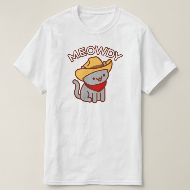 T-Shirt de chat drôle - "MEOWDY" (Design devant)