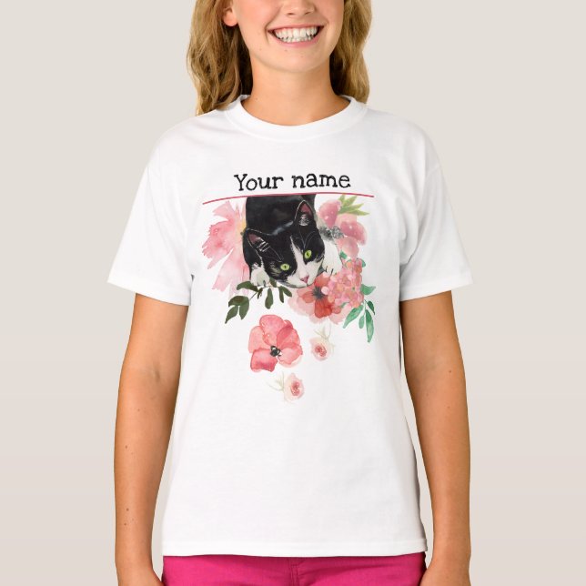 T-shirt de chat noir (Devant)