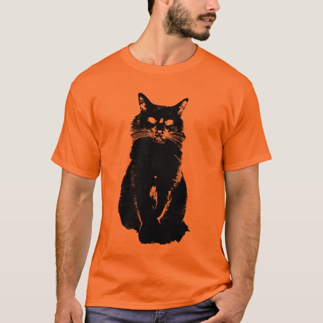 T-shirt de chat noir (Devant)