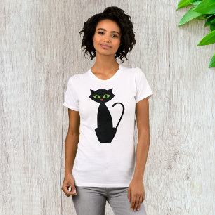 T-Shirt de chat noir teint vert