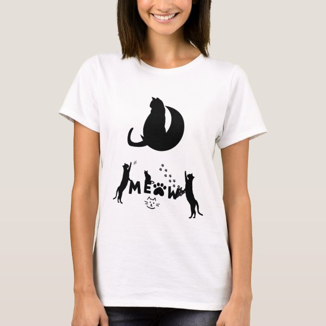 T-Shirt de chat parfait : Kitty Love et Meow M (Devant)