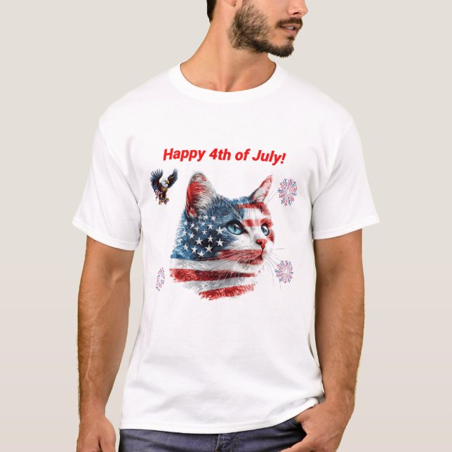 T-shirt de chat patriotique, Drapeau américain Kit (Devant)