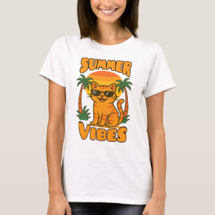T-Shirt de chat Retro Summer Vibes - Chat de dessi