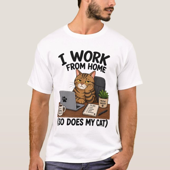 T-shirt de chat travaillant depuis la maison (Devant)