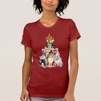 T-shirt de chatons d'arbre de Noël