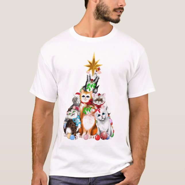 T-shirt de chatons d'arbre de Noël (Devant)