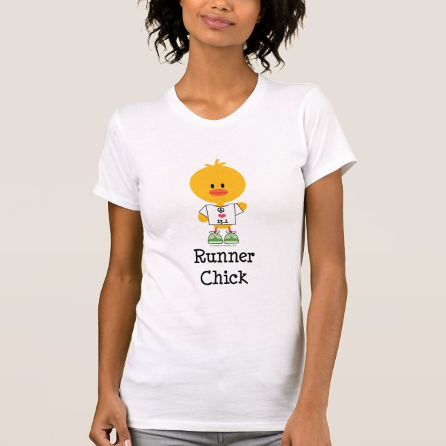 T-shirt De chemise de marathon de poussin de coureur demi (Devant)