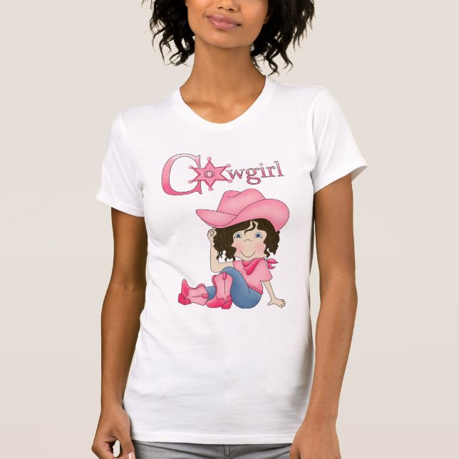 T-shirt de cheveux noirs de cow-girl d'amusement (Devant)