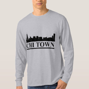 T-shirt de Chicago Skyline Chi Town Mens LS