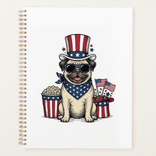 T-shirt de chien avec gravure vintage Pug patrioti