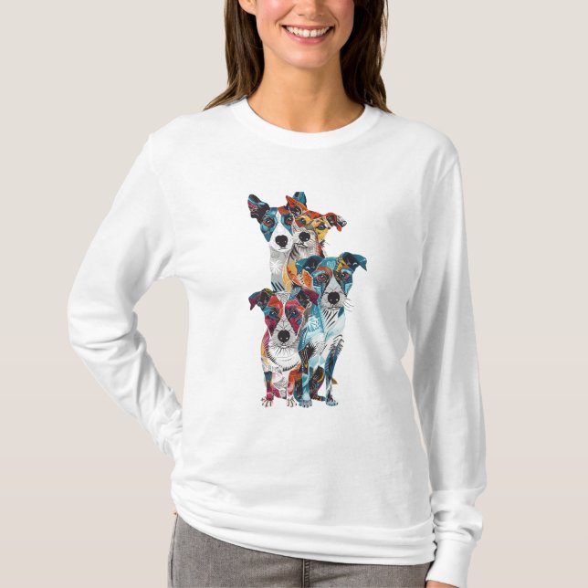 T-Shirt de chien d'art populaire couleur blanc mig (Devant)