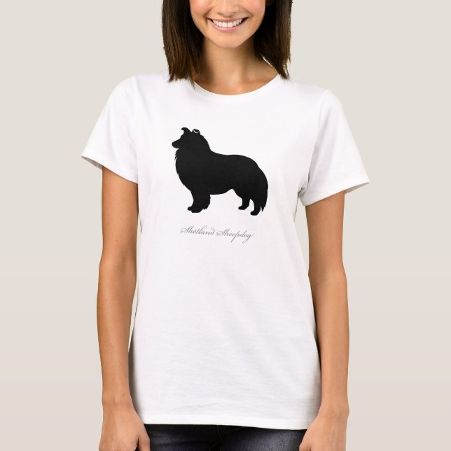 T-shirt de chien de berger de Shetland (silhouette (Devant)