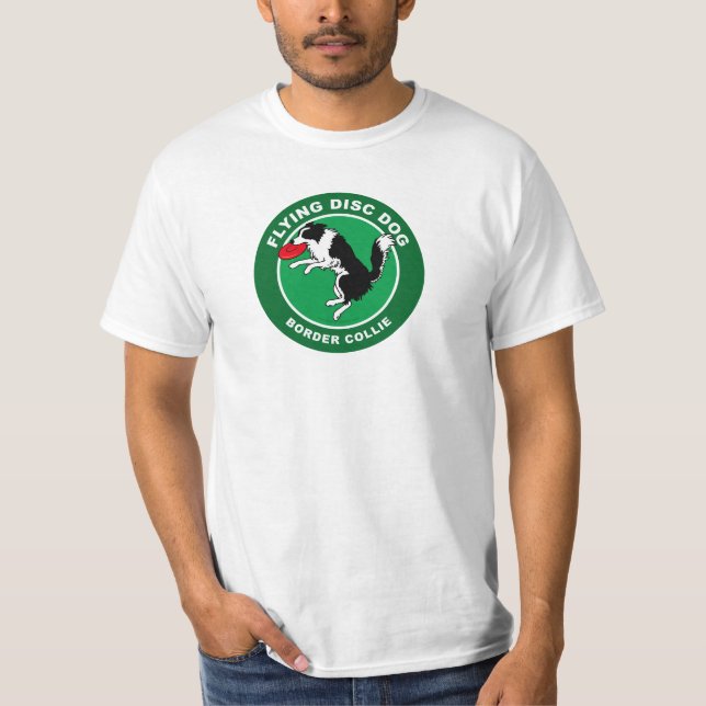 T-shirt de chien de disque de vol de border collie (Devant)
