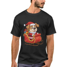 T-shirt de chien de Noël drôle | Traîneau de Père