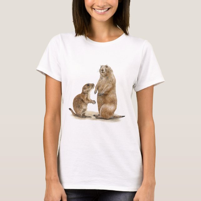 T-shirt de chien de prairie à queue noire mignonne (Devant)