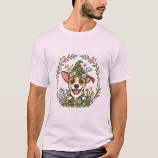 T-Shirt de chien lutin de jardin de printemps