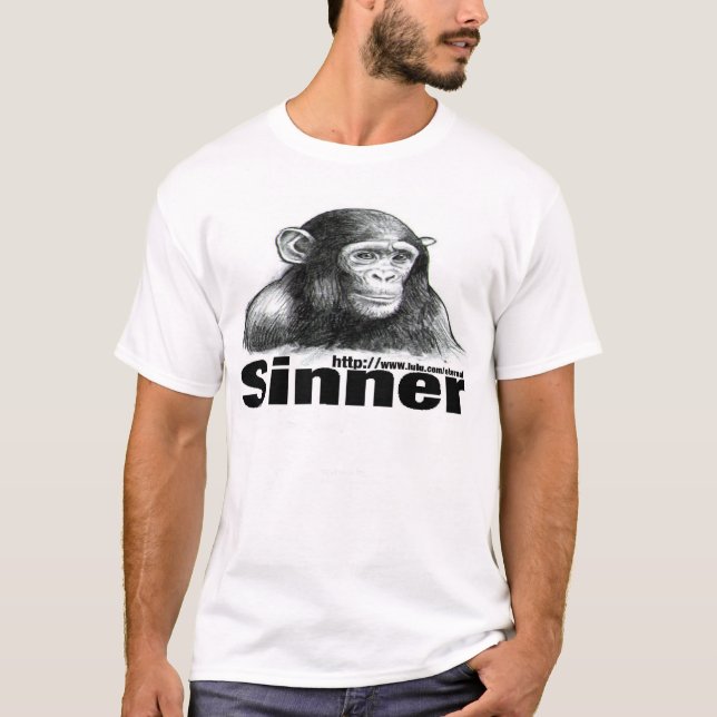 T-shirt de chimpanzé de Sinner - par Brett Keane (Devant)