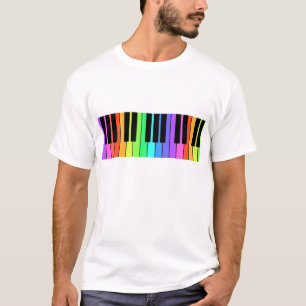 T-shirt de clavier de l'arc-en-ciel du musicien