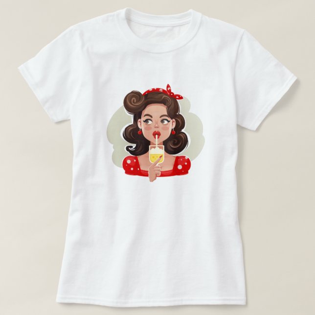 T-shirt de cocktail pour fille rétro mignonne (Design devant)