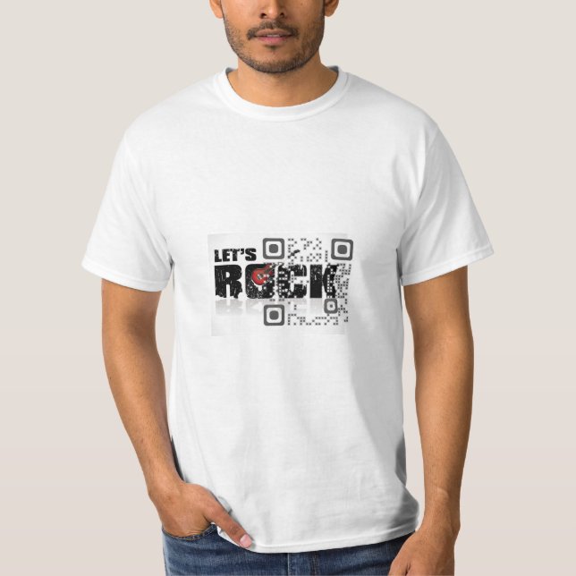 T-shirt de code du QR des hommes, blanc (Devant)