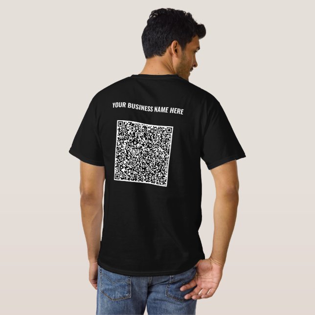 T-Shirt de code QR Votre nom d'entreprise ou texte (Dos entier)